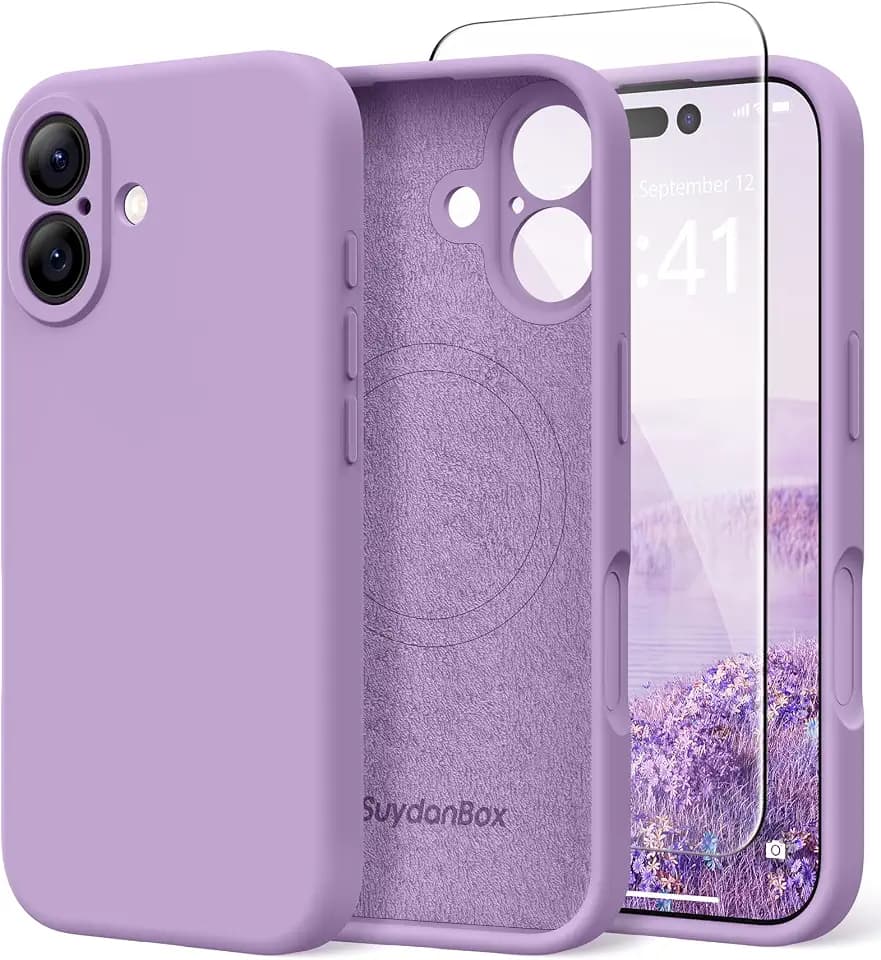Magnetic for iPhone 16 Case Silicone Light Purple