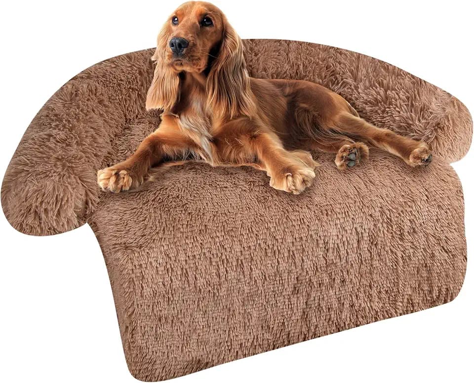 Beruhigendes Hundebett für große Hunde, Hundekissen Waschbar, Sofaschutz Hundedeck, Wasserfeste und Rutschfester Hundematte mit Reißverschluss, Hundebett für Sofa Flauschig, Geschenk für Hunde Katzen