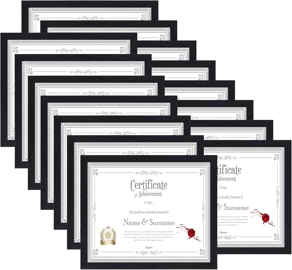 HORLIMER 15 Pack 8.5 x 11 Certificate Frame, Black 8.5 by 11 Picture Frames