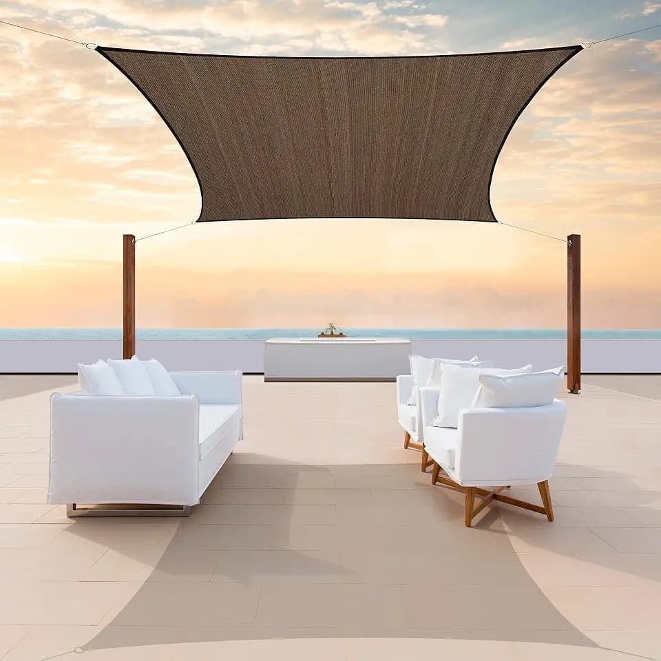 ColourTree 8' x 10' Brown Rectangle Sun Shade Sail for Garden