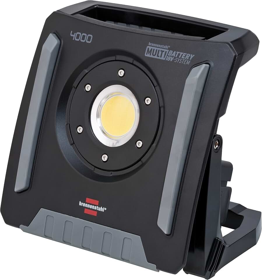 Brennenstuhl Professional Multi Battery LED Akku Baustrahler 4000 MA 40W | 4500lm, IP65, Arbeitsleuchte kompatibel mit 18V Akkus 10 verschiedener Hersteller, ohne Akku, Engineered in Germany