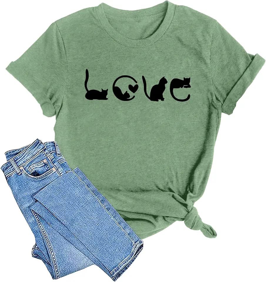LAZYCHILD Cat Mom Shirts for Women Cat Mama T-Shirts Pet Lover Gifts Shirts