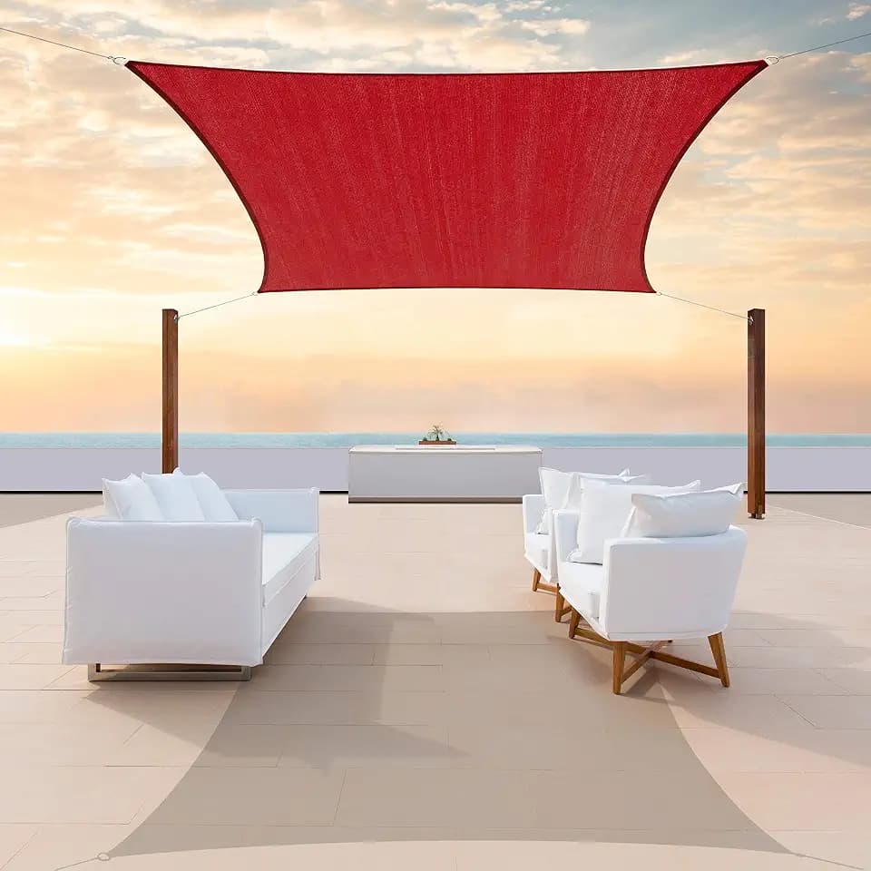 ColourTree 8' x 16' Red Rectangle Sun Shade Sail for Garden