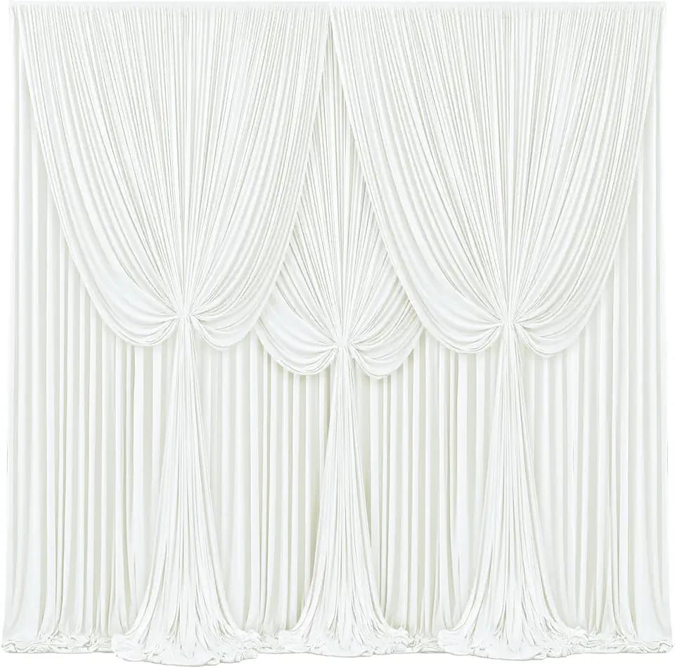 4 Panels Ivory Backdrop Curtains for Wedding Party Wrinkle Free Backdrops Curtain Drapes Fabric Decorations Photo Back Drop Cloth for Baby Shower Photography Stage Reception 20ft(W) x 12ft(H)