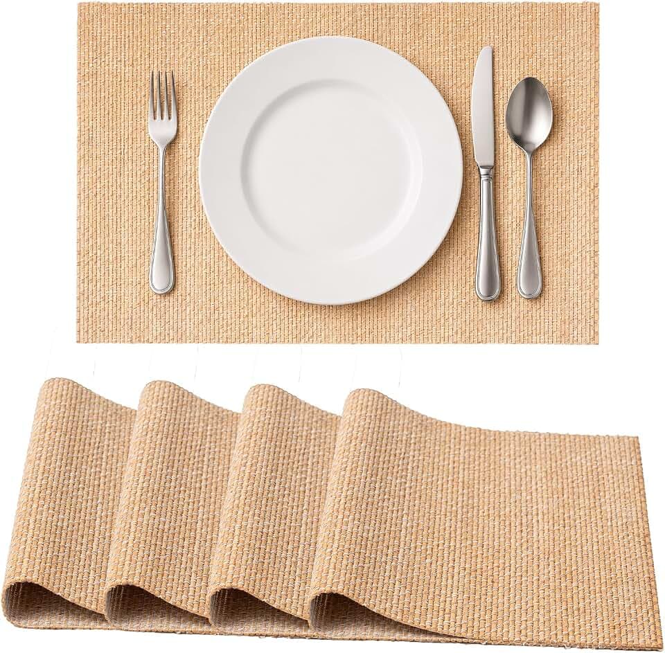 TONYBASKET Bambus Platzset 4er Set Tischsets rutschfeste Abwaschbare