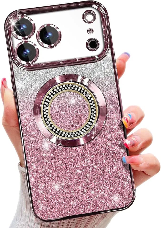 Misscase Glitter Case for iPhone 18 Pro Max/iPhone 17 Pro Max Magnetic Pink