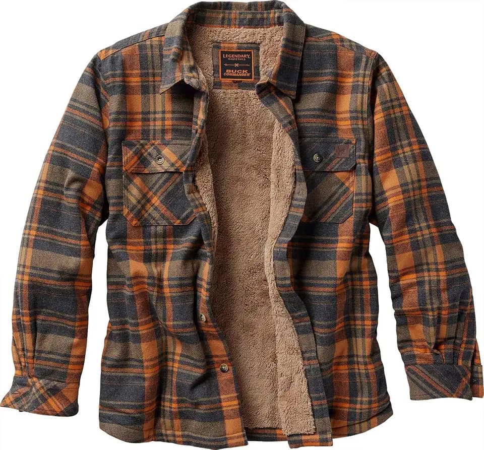 Legendary Whitetails Men's Buck Commander Flannel Berber Lined Shirt Jacket