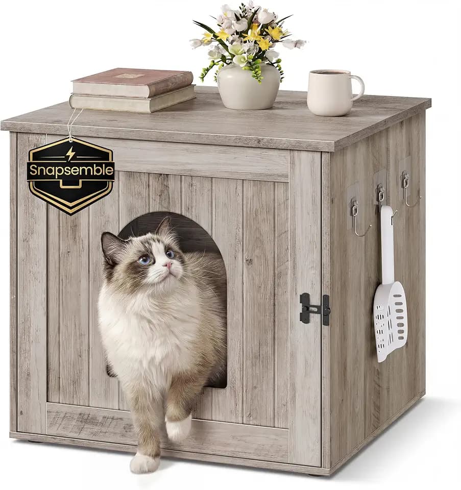 SONGMICS HOME Toolless Assembly Litter Box Enclosure, Cat House