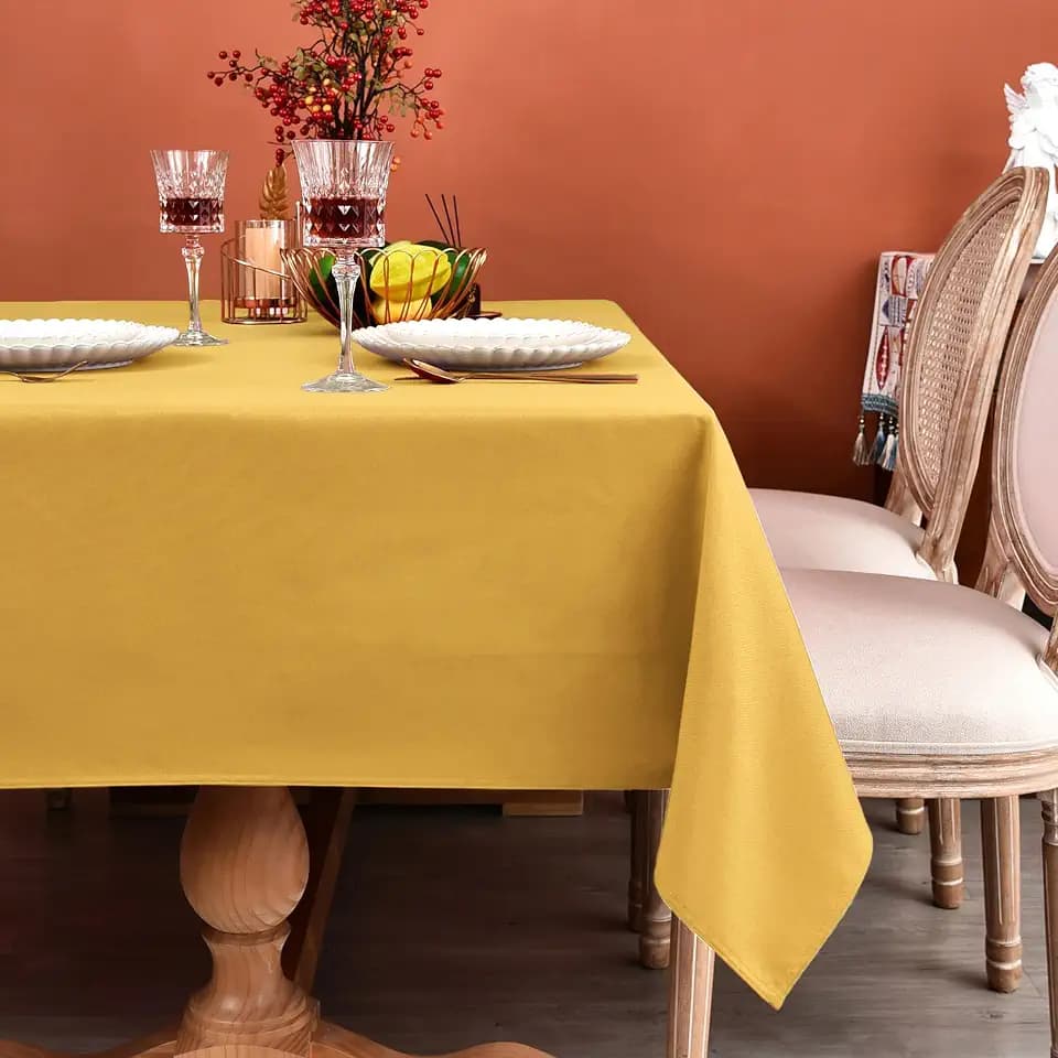 MEANMOY Gold Square Tablecloth 54x54 Inch Water Resistant Table Cloth