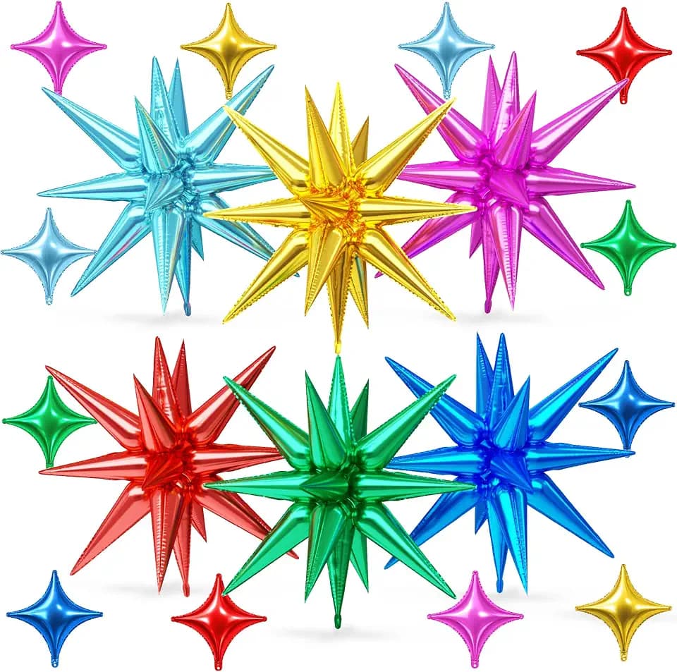 Colorful Star Balloons, 18 Pcs Star Foil for Kids Rainbow Birthday Party
