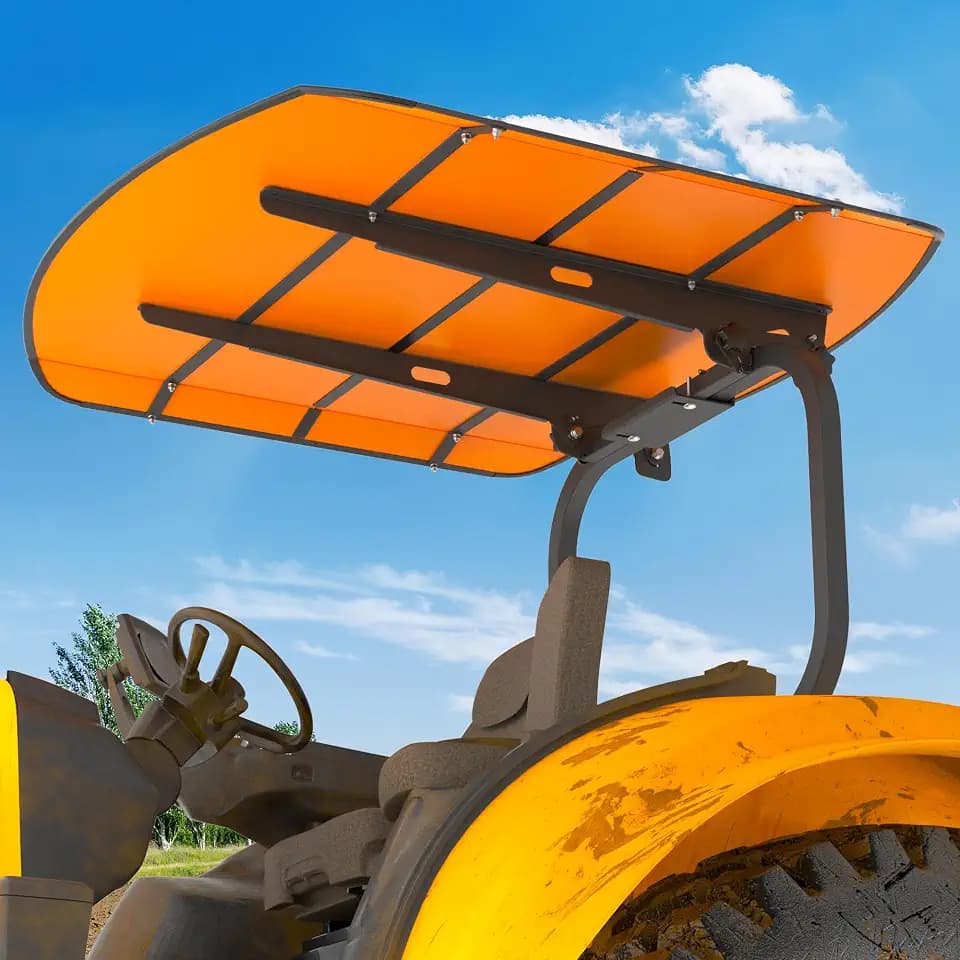 MOOFI ROPS Canopy for Tractor High-Density Non-fading Thermoplastic Mowers Umbrella, Tractor and Mowers Canopy Umbrella for ROPS 53-3/8" X 53-3/8" (Add About 4'' to The Height of The Tractor)-Orange