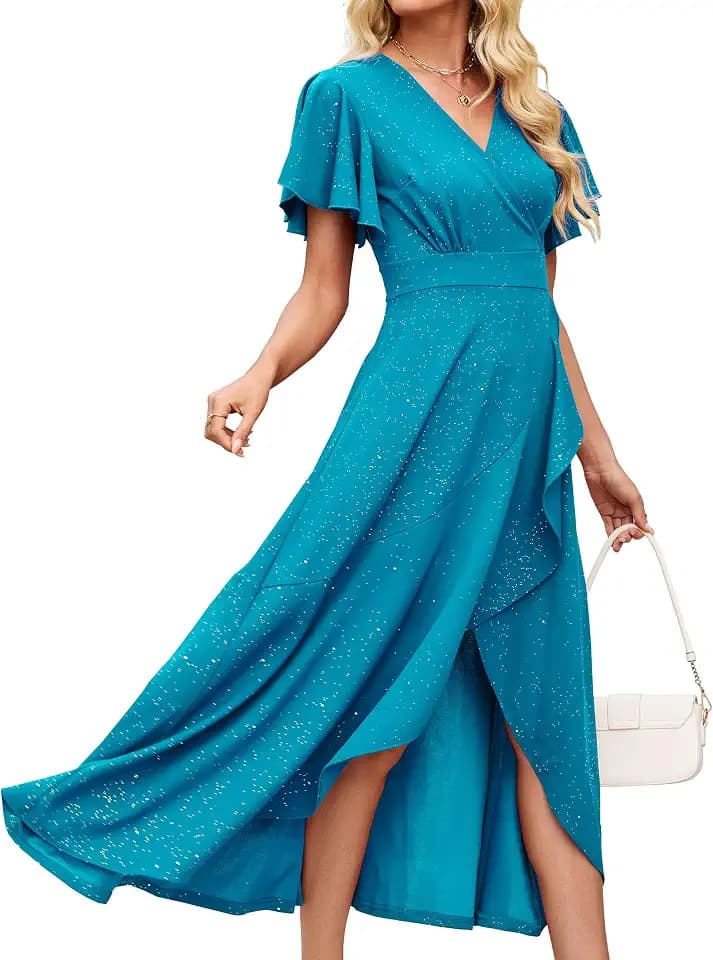 ZZV Formal Dresses for Women Gowns Evening V Neck Wedding Guest Dresses