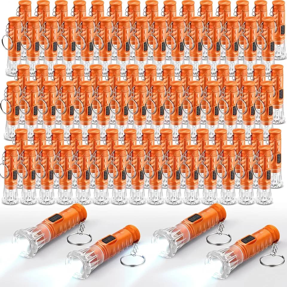 Jexine 150 Pcs Mini Flashlight Keychain Bulk Orange LED Flashlight