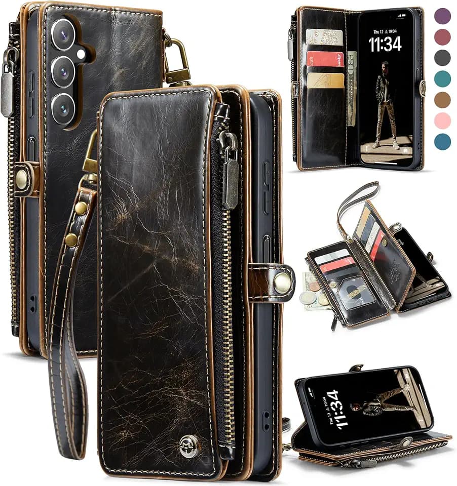 Defencase for Samsung Galaxy A13 5G Wallet Case with Card Holder, Coffee