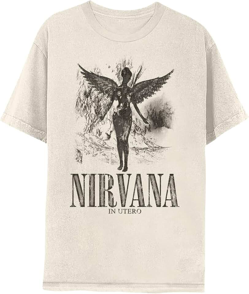 2Bhip Herren Nirvana Logo in Utero Adult Black Short Sleeve T Shirt 90s Music Grunge Vintage Style Graphic Tees Classic (1er Pack)