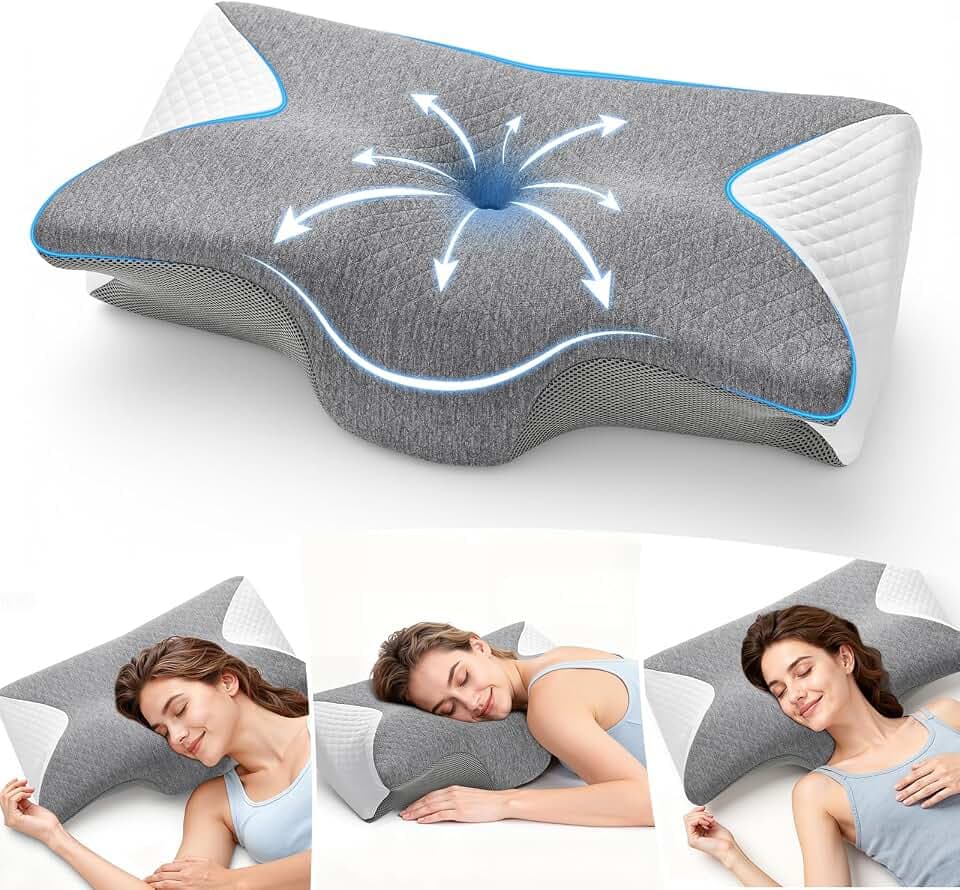 PKBD A-PCE Ergonomisches Memorykissen, Nackenkissen Für Halsstütze, Grau