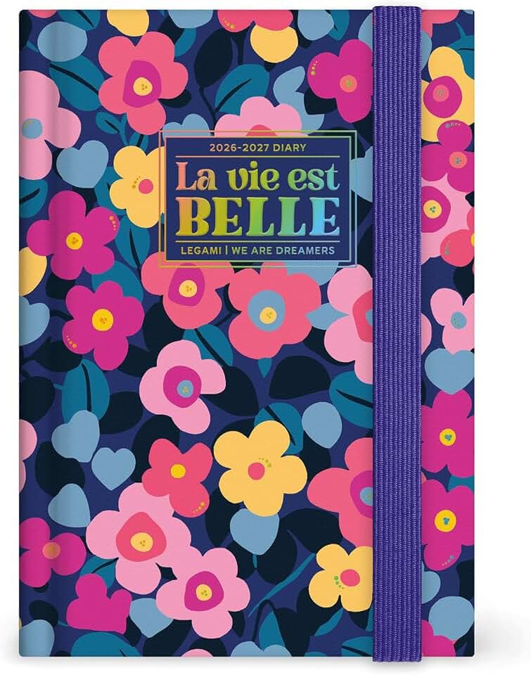 Legami – Fotografischer Tageskalender 2026–2027, Flowers, 16 Monate, klein, Tagebuch von September 2026 bis Dezember 2027, Verschluss mit Gummiband, FSC-zertifiziertes Papier, 9,5 x 13,5 cm