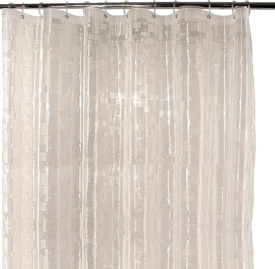 Shower Curtain Liner 3D Semi Transparent Heavy 8G Thick PEVA Waterproof Plastic Metal Grommets and Weighted Magnets 70 x 72 inches with Hooks Mosaic Clear
