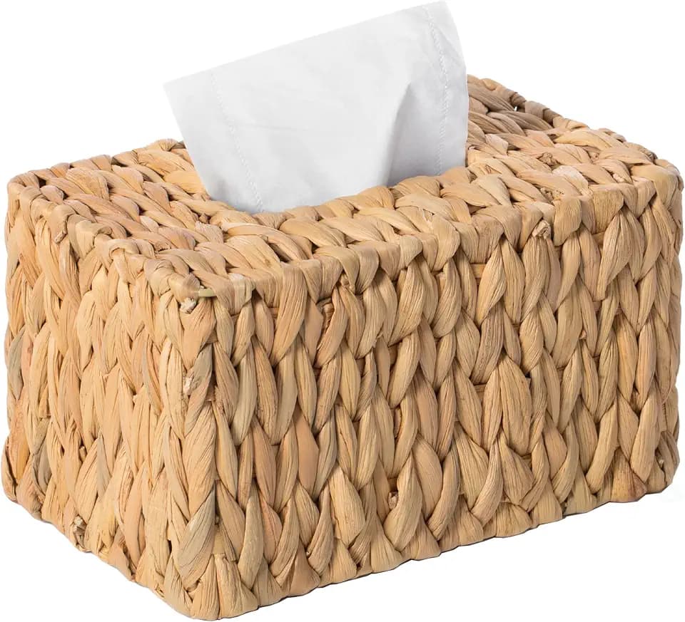 Water Hyacinth Wicker Rectangular Tissue Box Cover - Tall