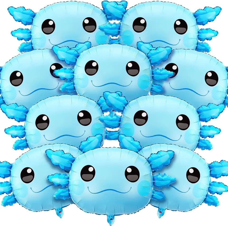 12 Pcs 34 Inch Axolotl Balloons, Blue