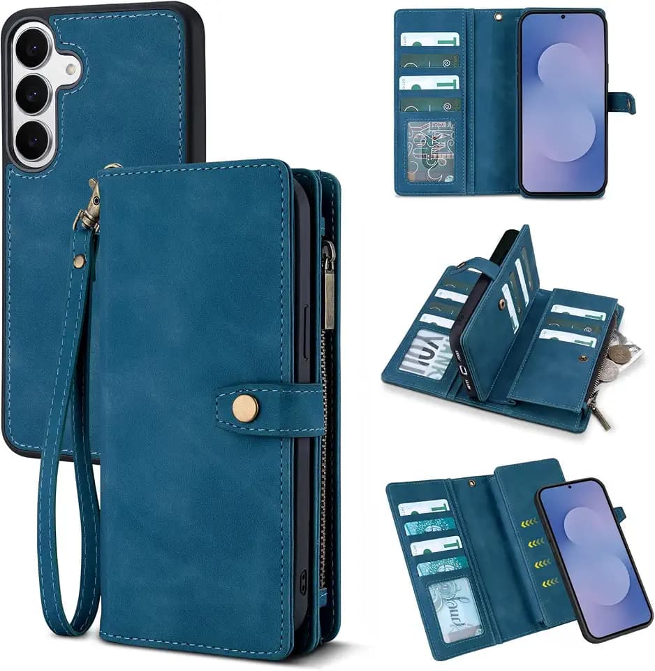 TwoHead for Samsung Galaxy S25 FE Wallet Case,11 Card Holders,Navy Blue
