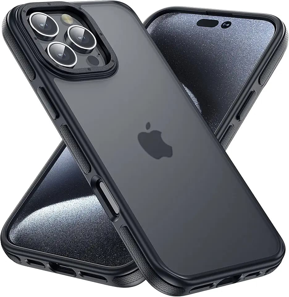 Yriklso for iPhone 16 Pro Max Phone Case, Shockproof for iPhone 16 Pro Max Case, Military Grade Drop Protection, Protective Hard Back Slim Translucent Cover,Black Bumper