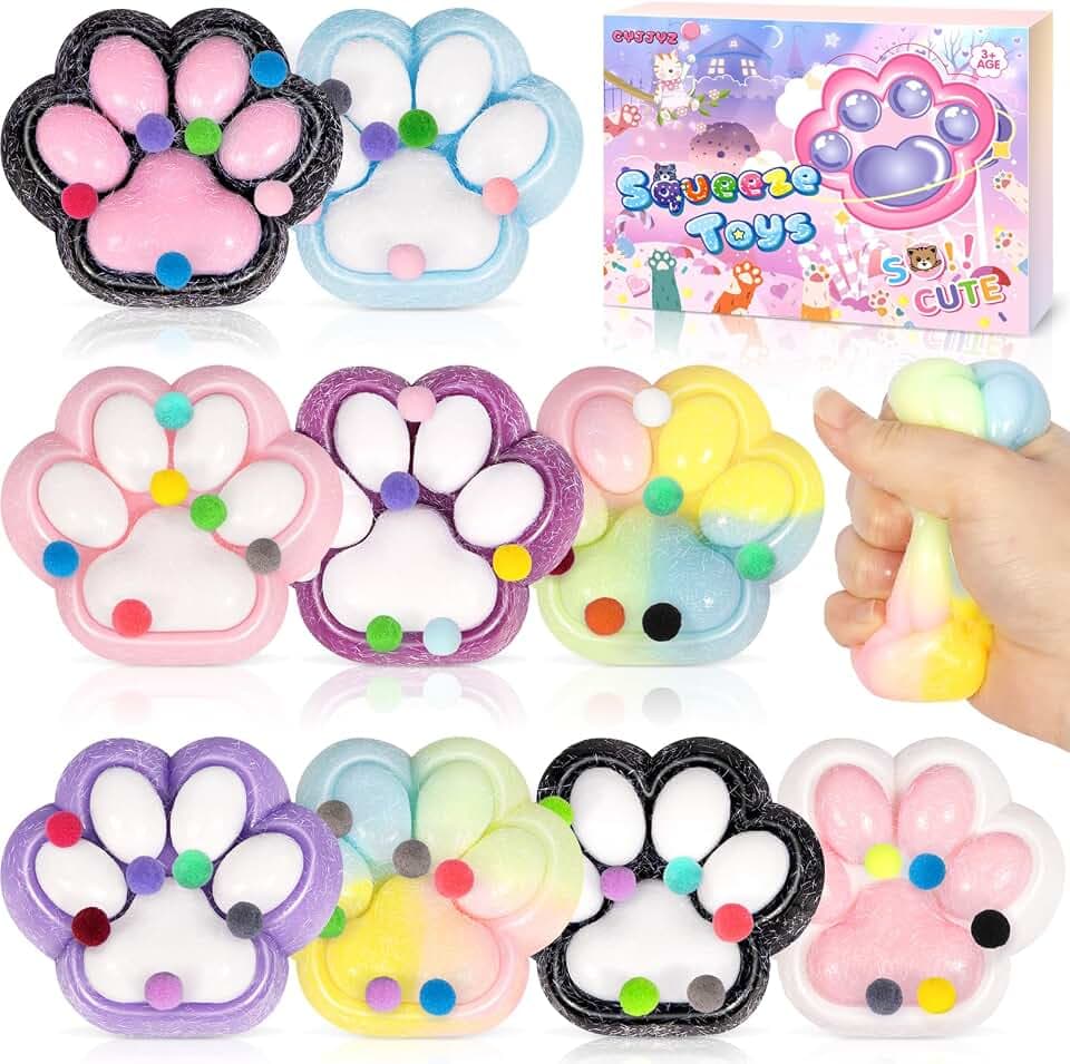 9 Stück Katzenpfoten Squishy, Squishy Pfote, Cat Claw Squishy Toy, Entspannungs Stressabbau, Katzenpfoten Quetschspielzeug, Kindergeburtstag Geschenke Party Mitgebsel für Kinder Erwachsene