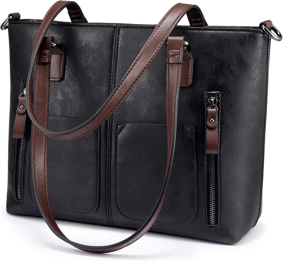 LOVEVOOK Purses Tote Bag for Women, Retro Large Shoulder Handbag, Leather Work Bag with Multi-Pockets, Gifts for Teacher, Mom