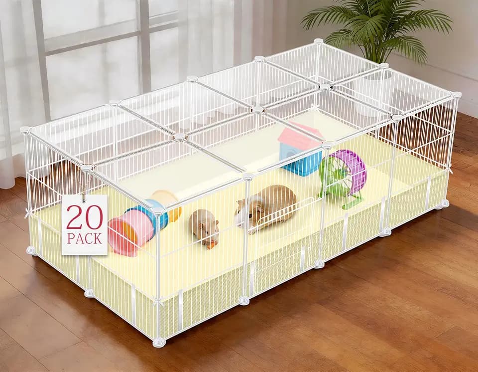 VISCOO 20 Panels Guinea Pig Cages, 48" x 24" x 16" Enclosed Rabbit Cage