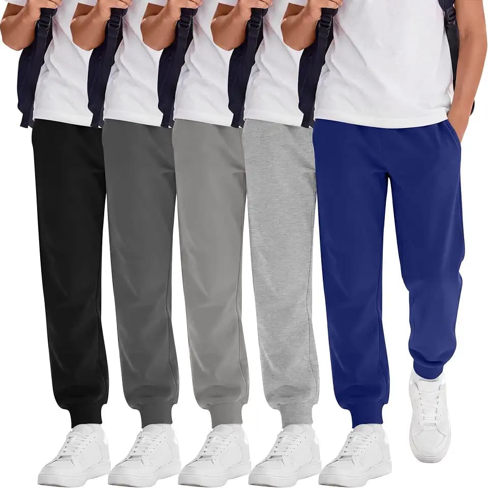 5 Pack Boys Sweatpants Kids Jogger Uniform Pant