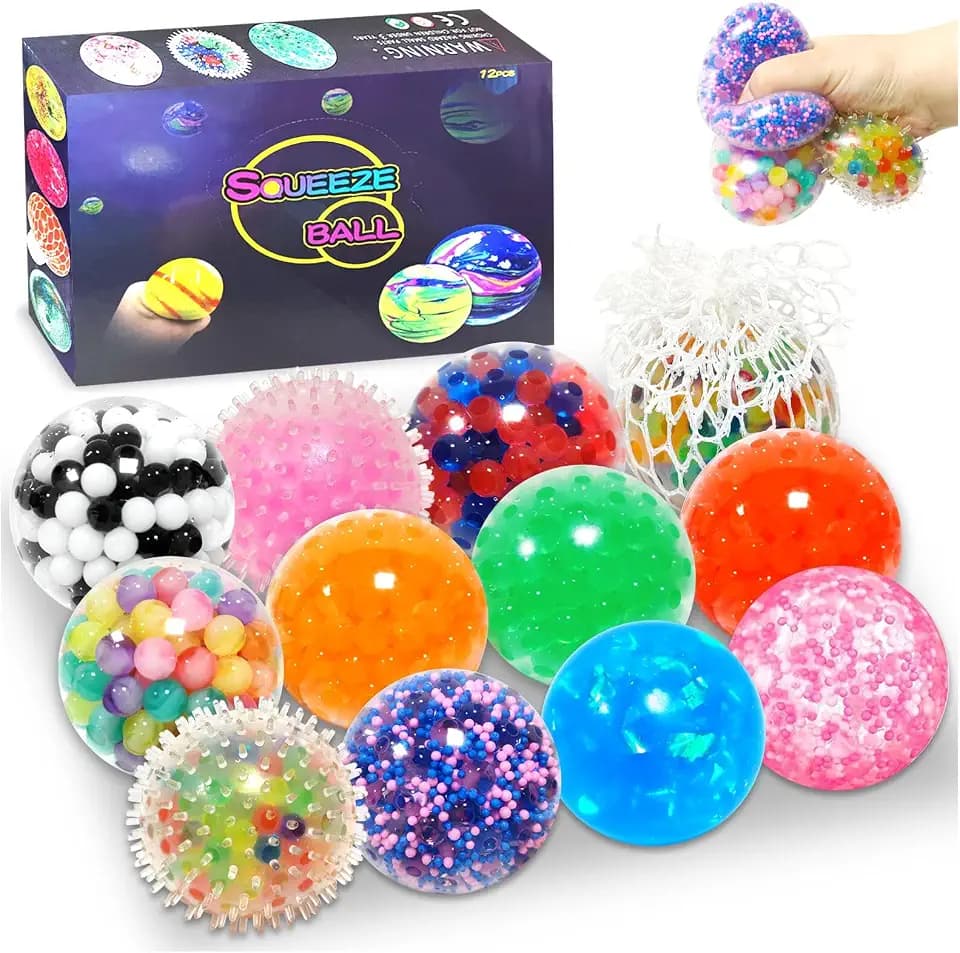 12 Stück Mini Stressbälle, Antistressbälle Stressball für Erwachsene Hand Übungsbälle Sensorik Spielzeug Antistress Spielzeug Quetschball für Kinder Erwachsene ADHS Angst Abbauen Zappelspielzeug