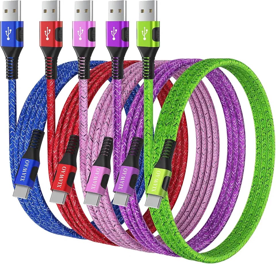 XIAWAO USB to USB C Cable Fast Charging, (5Pack, 3/3/6/6/10FT)