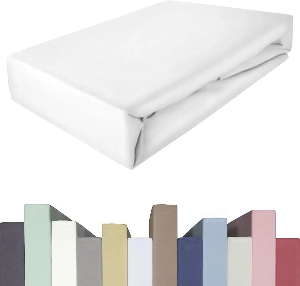 EDDA LUX Spannbettlaken für 20-40 cm hohe Matratzen, 200 x 220-240 bis 220 x 220-240 cm, Öko-Tex, Baumwolle m. 5% Elasthan, Premium Spannbetttuch für Boxspringbett, in Weiß