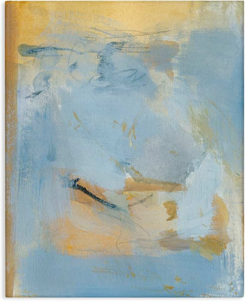 Stupell Industries Blue Gold Organic Abstract, 24 x 30 Inch Canvas Wall Art