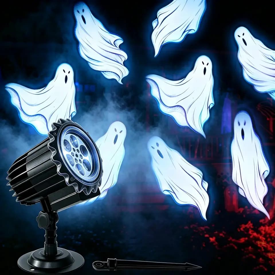 Halloween Deko Outdoor, Gruselig 3D Dynamischer Halloween Projektor Fenster