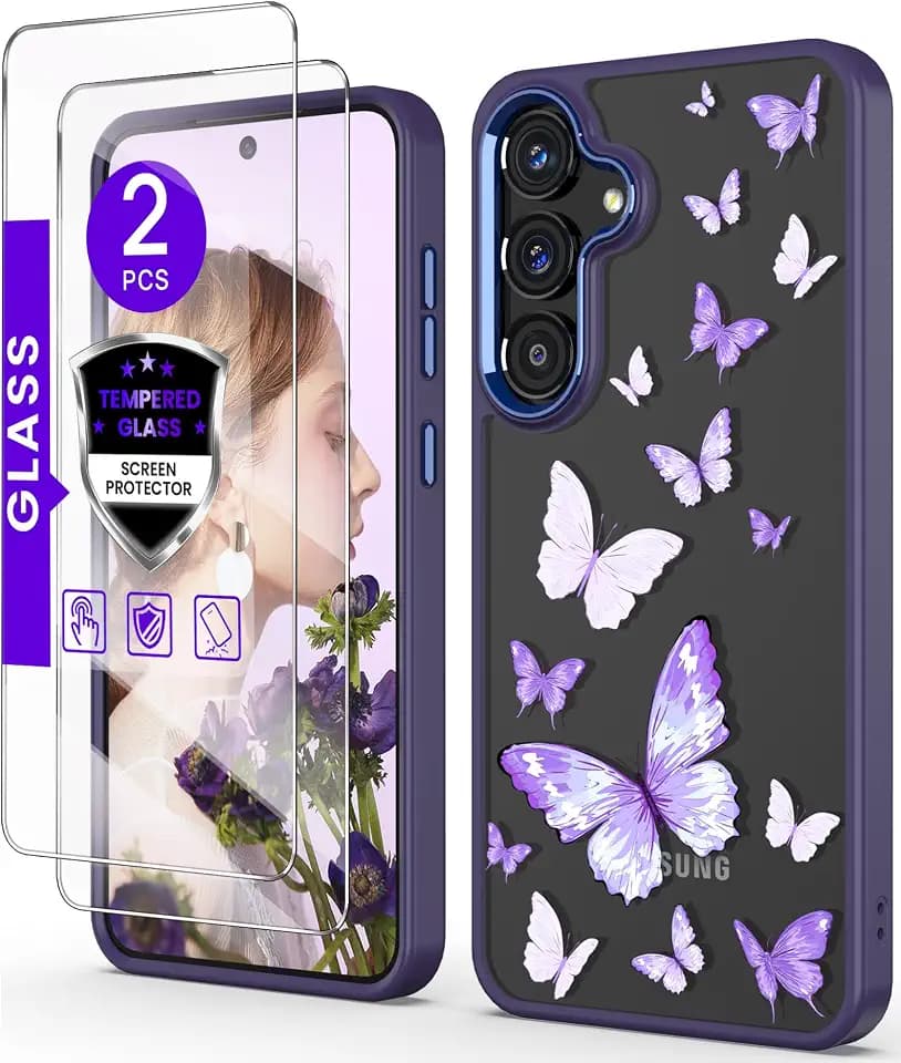 Clear Flower Pattern Case for Samsung Galaxy S24/S25-Butterfly