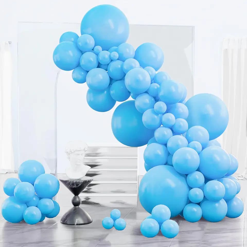 PartyWoo Light Blue Balloons 152pcs Baby Pastel Blue Color Different Sizes