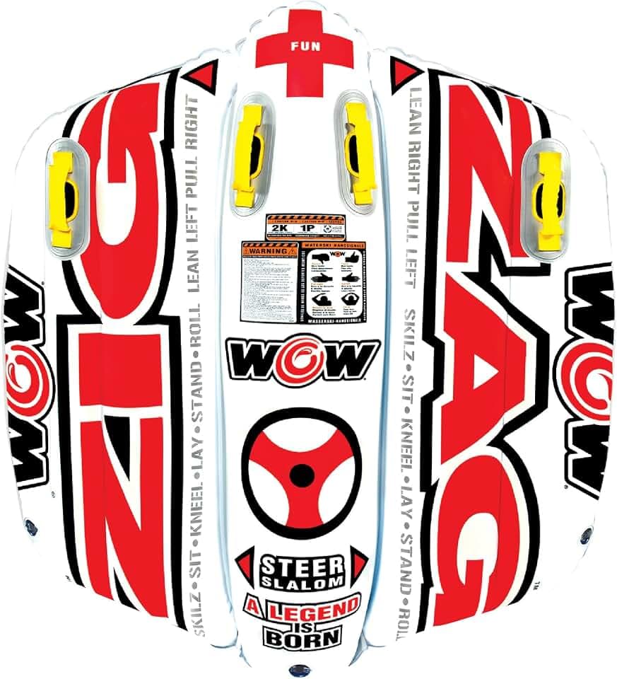Wow Sports Zig Zag Towable Inflatable Tube for Boating - 1 to 2 Person Towable - Steerable Tubes for Boating