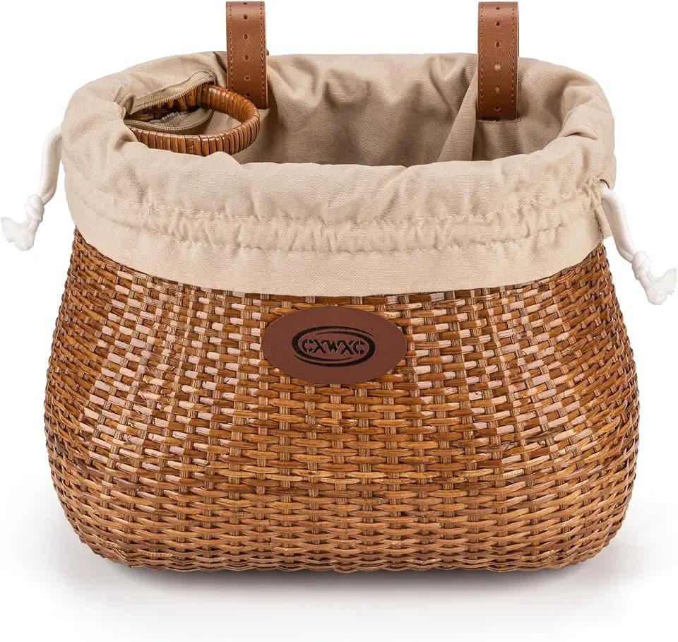 CXWXC Bike Basket - Handmade Rattan Bike Baskets for Girls Women