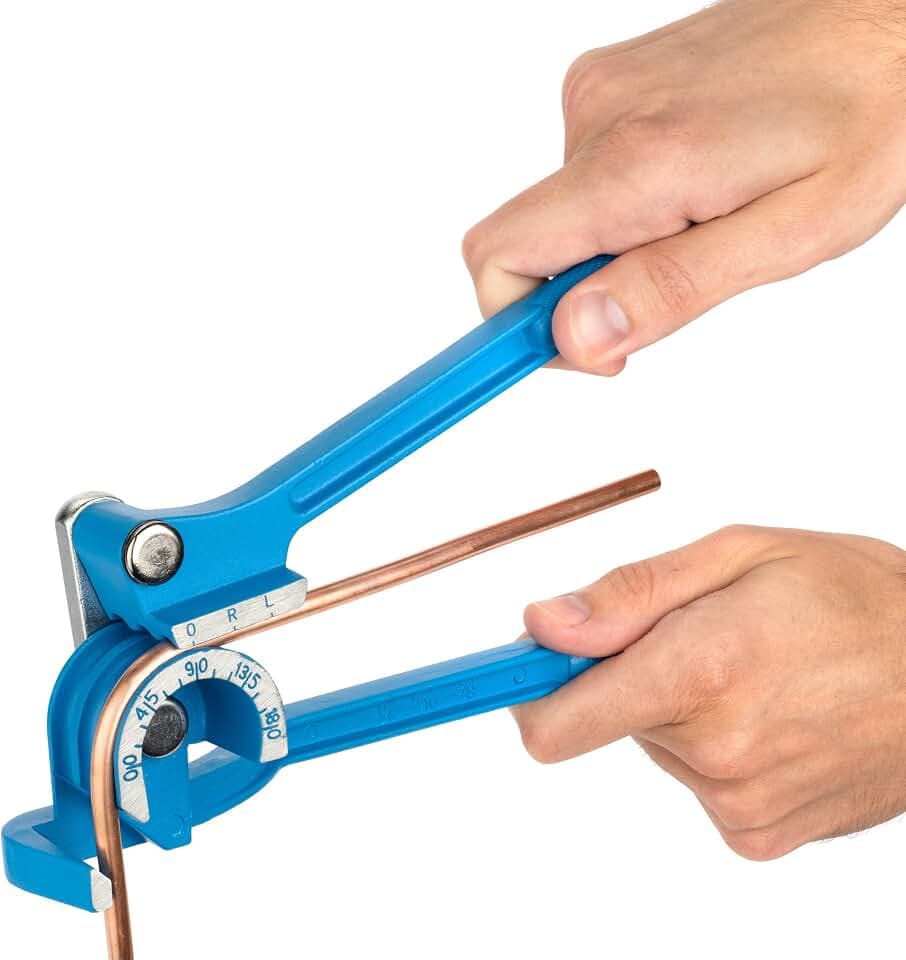 Loreso Rohrbiegegerät, Rohrbieger 0–180 Grad – 3-in-1 Kupferbieger für 1/4 Zoll, 5/16 3/8 Zoll Rohrbiegewerkzeuge Manueller Kupfer, Messing, Aluminium und dünne Stahlrohre