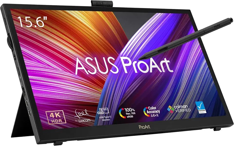 ASUS ProArt PA169CDV 16 Zoll 4K UHD IPS Touch USB-C Professional Monitor | Calman verifiziert, 100% sRGB, 10-Punkt-Touch, WACOM FEEL EMR, PANTONE validiert, Lautsprecher, entspiegelt, ProArt Pen