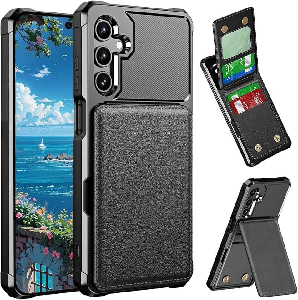 Handyhülle für Samsung Galaxy S25 FE mit Kartenfachn - ZM Schwarz