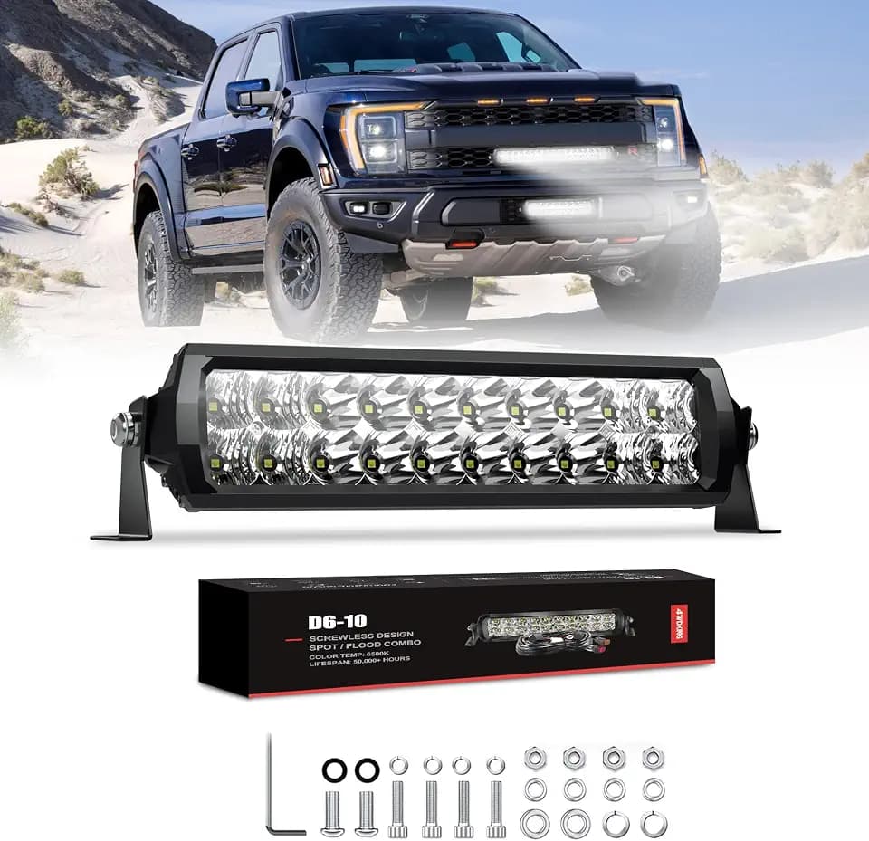 4WDKING 10 Inch LED Light Bar Dual Row Offroad Lights for Truck Car ATV