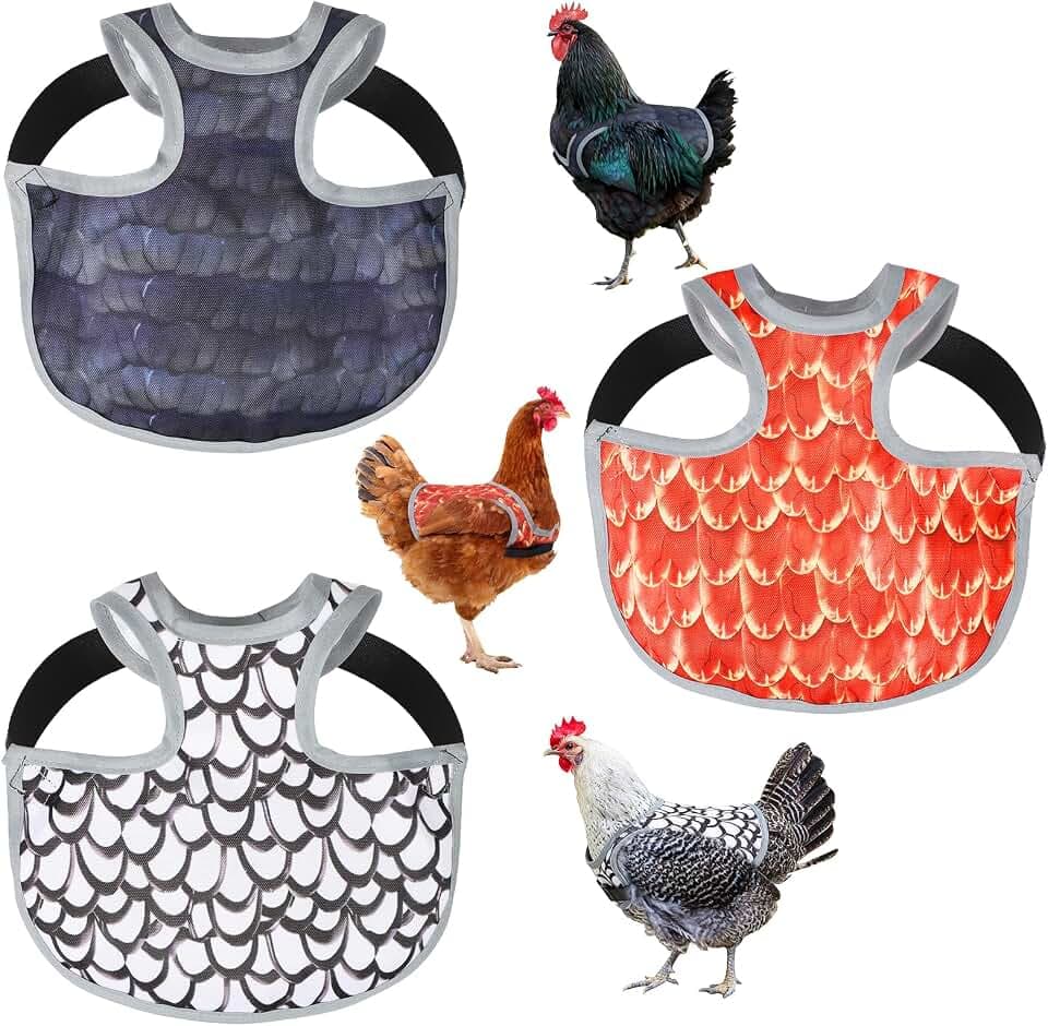 Sunexinlo 3 Pcs Chicken Saddle for Hens, Adjustable Chicken Apron & Vest Jacket with Wing Protector, Oxford Waterproof Fabric, Protective Gear Against Pecking and Feather Damage