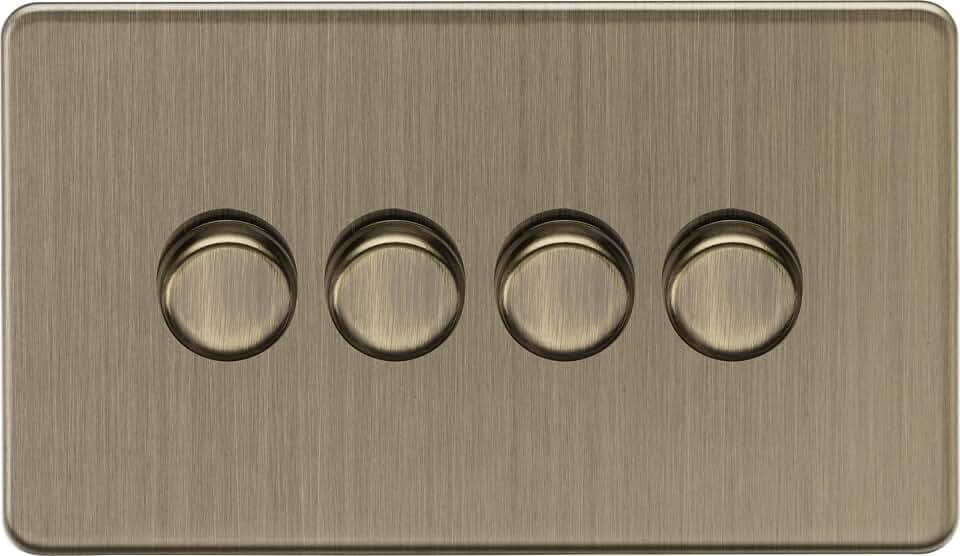 Knightsbridge Intelligenter Dimmer, 4 G, 2-Wege, 10–200 W (5–150 W LED), antikes Messing
