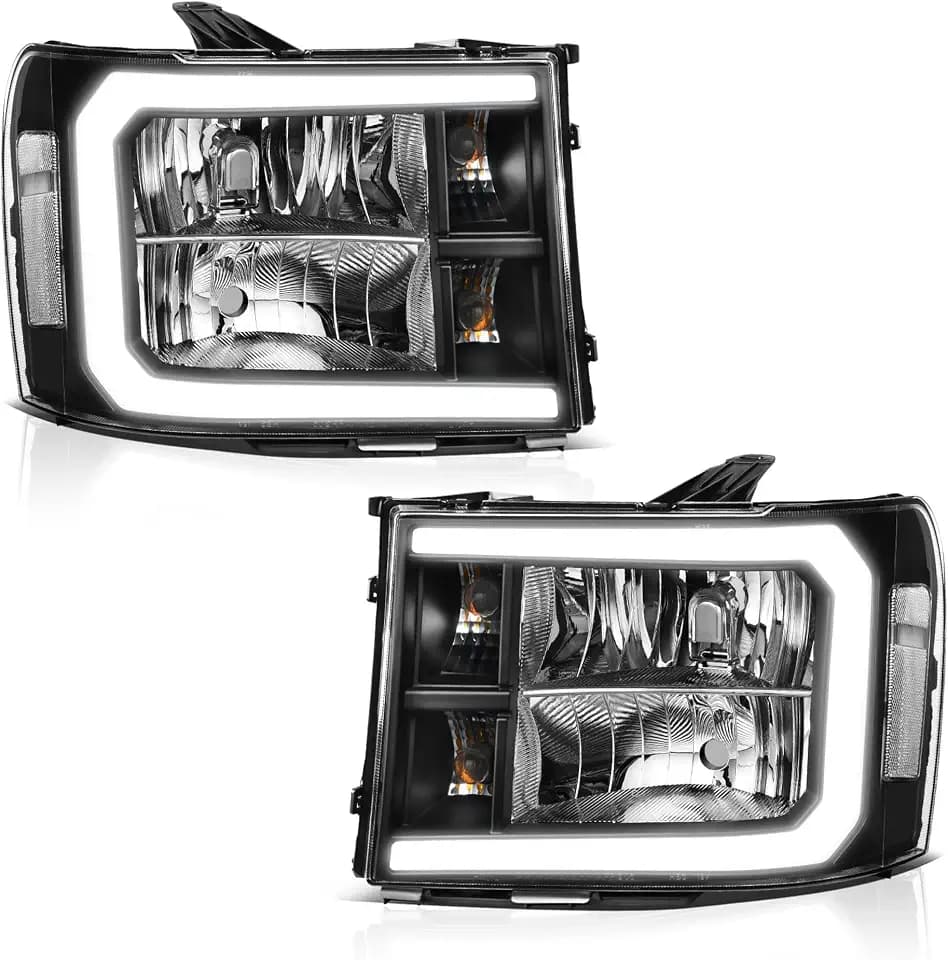 LEDKINGDOMUS LED DRL Headlights Assembly Compatible with 07-13 GMC Sierra