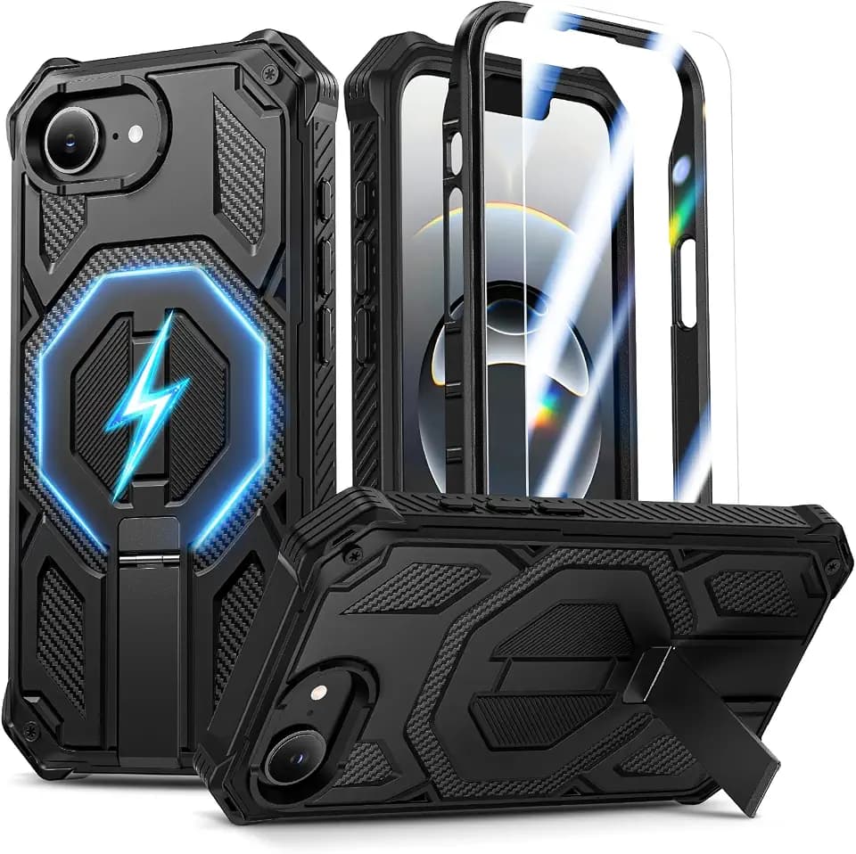 Magnetic for iPhone 17e Case/iPhone 16e Case with Screen Protector, Black