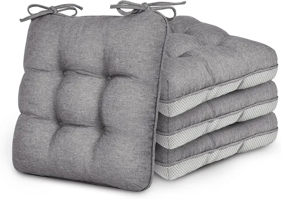 Love's cabin Memory Foam Chair Cushions Set of 4, 19 Inch, Grey