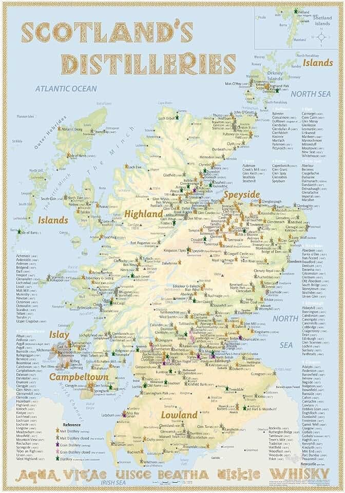 Whisky Distilleries Scotland - Poster 70x100cm Standard Edition: The Scottish Whisky Landscape in Overview