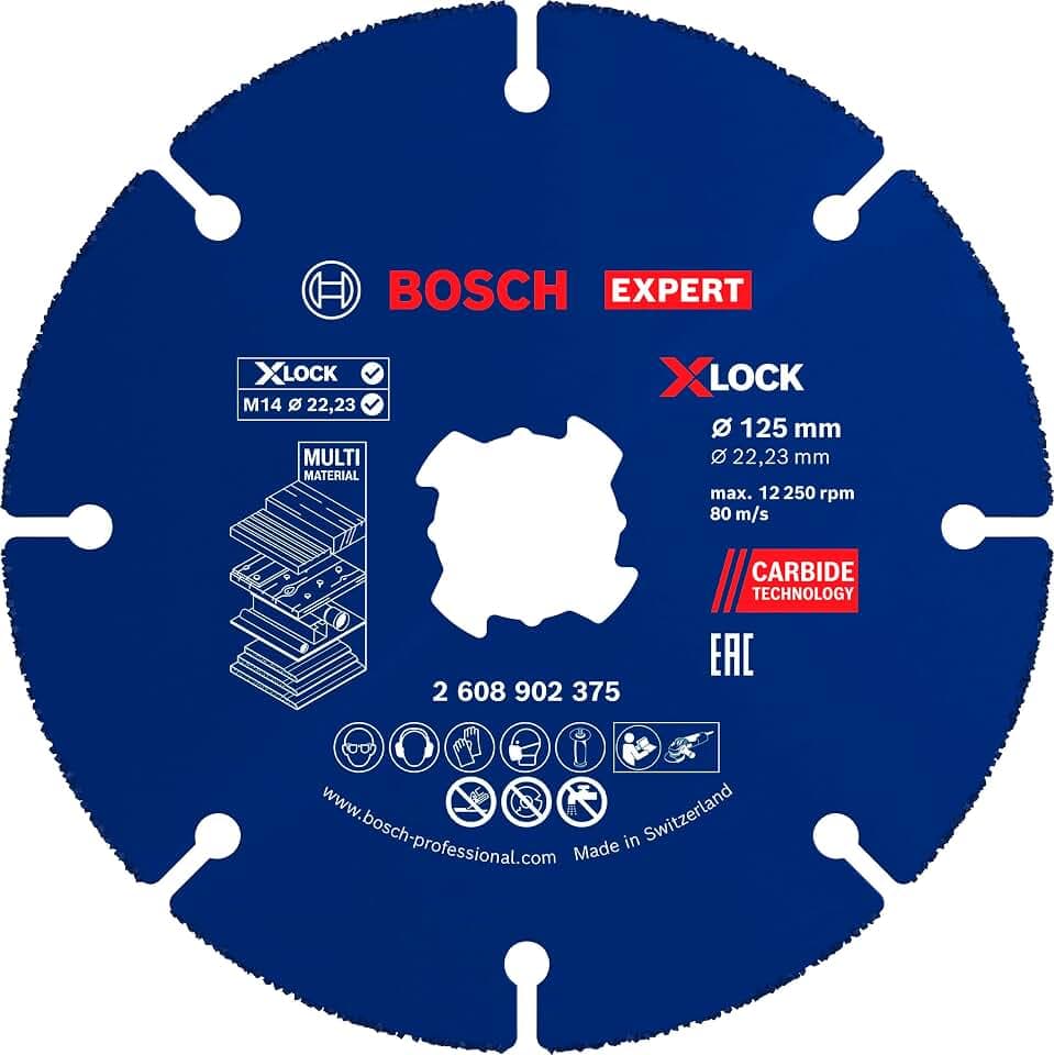 Bosch 1x EXPERT Carbide Multi Wheel Trennscheibe, X-Lock (für Hartholz, Holz mit Nägeln, Ø 125 mm, Professional Zubehör Kleiner Winkelschleifer)